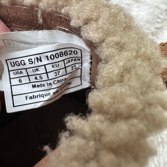 Ugg Annalise Chestnut Lace Up Suede and Sheepskin Heeled Booties Size 6 - Picture 7 of 13